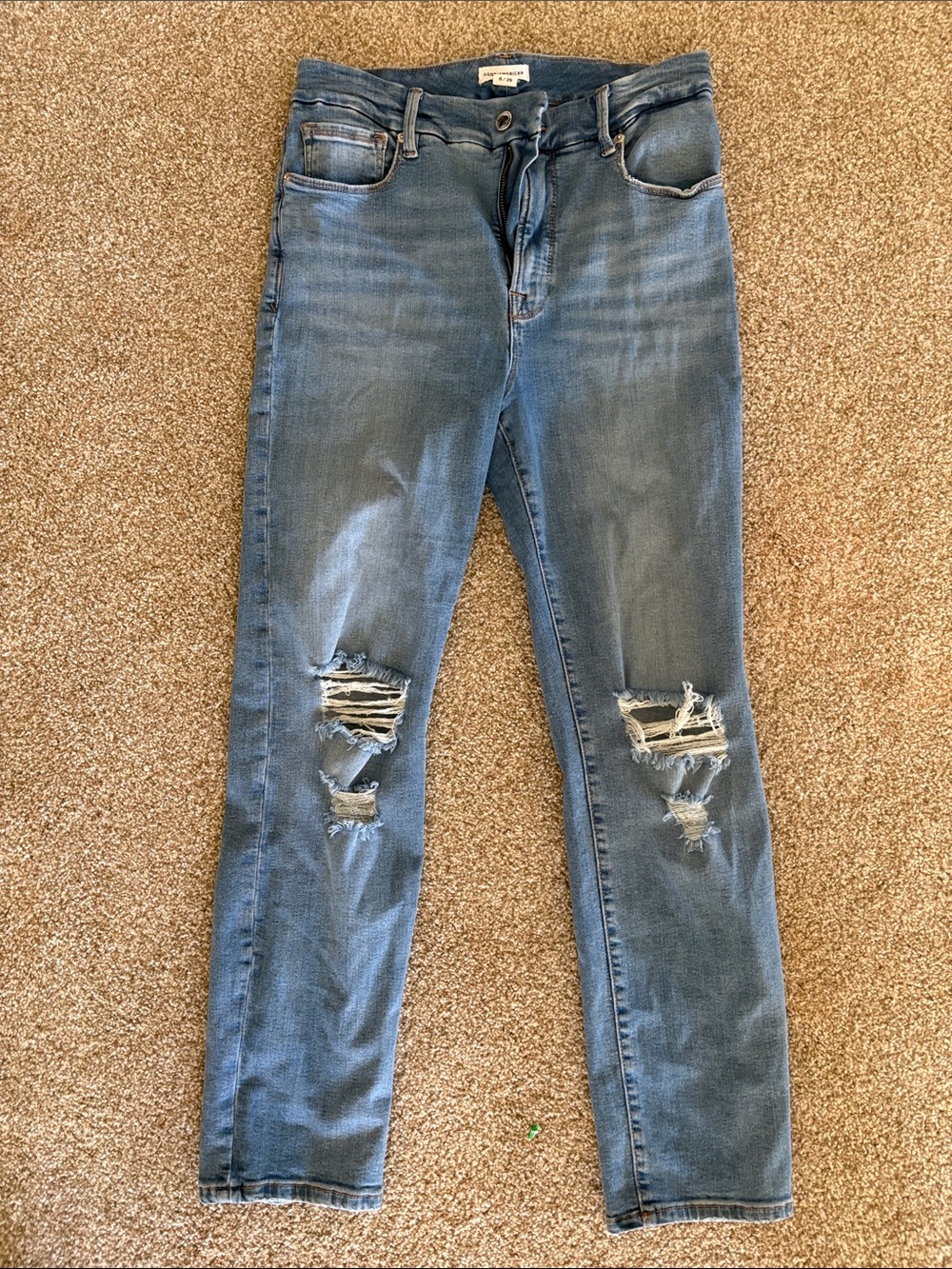 Good American Medium Blue Ripped Skinny Jeans